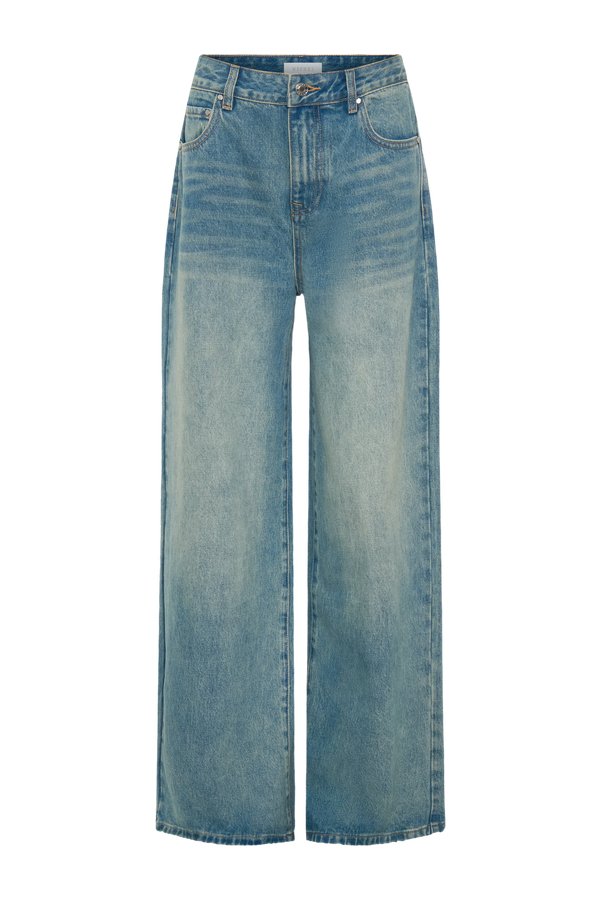 Romi Mid Rise Wide Leg Jeans - Faded Mid — packshot