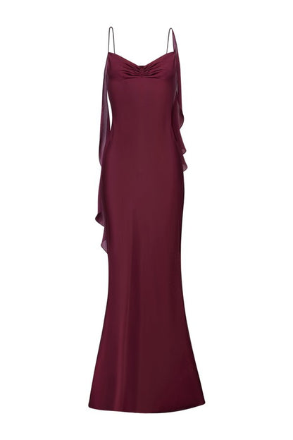 Ruched Bust Satin Slip Dress - Mulberry — packshot
