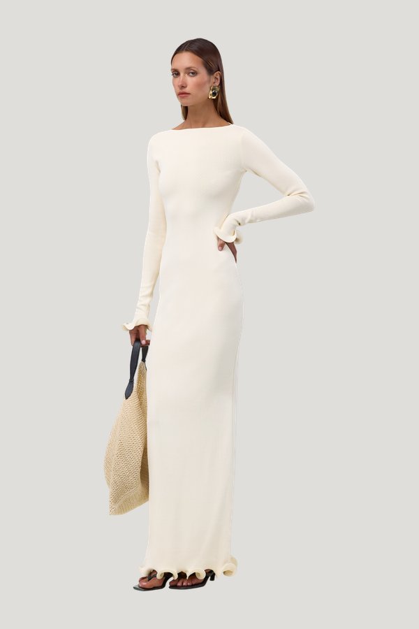 Ruffle Hem Maxi Dress — model side