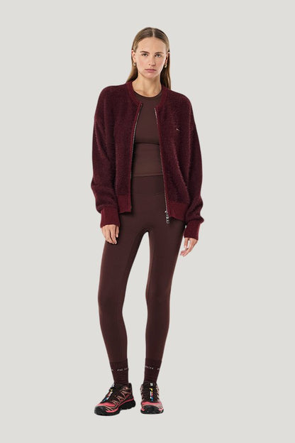 Sable Knit Bomber In Mahogany — model front