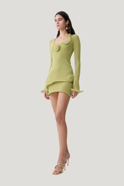 Samira Knit Long Sleeve Mini Dress — model side