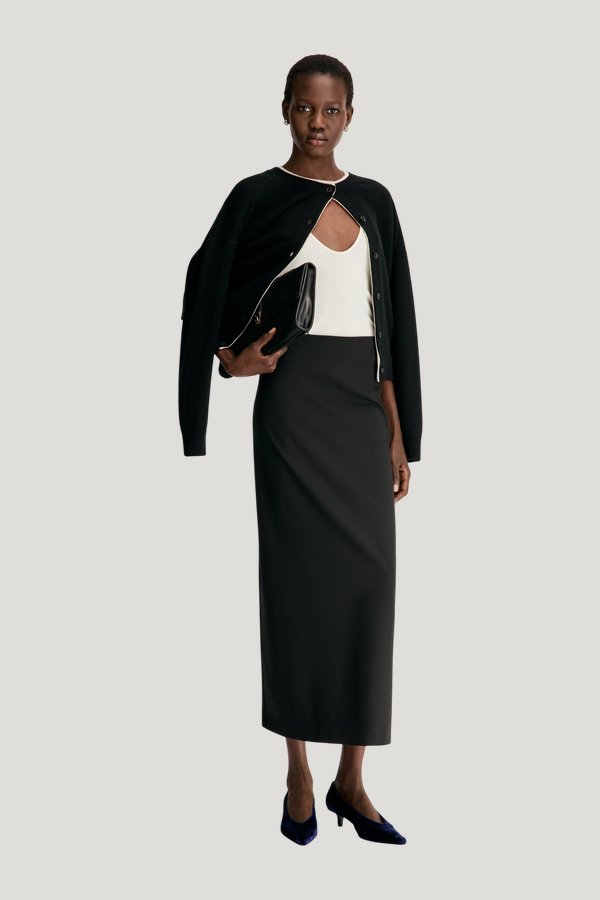SAMOS LDS Grain de poudre long skirt — model front