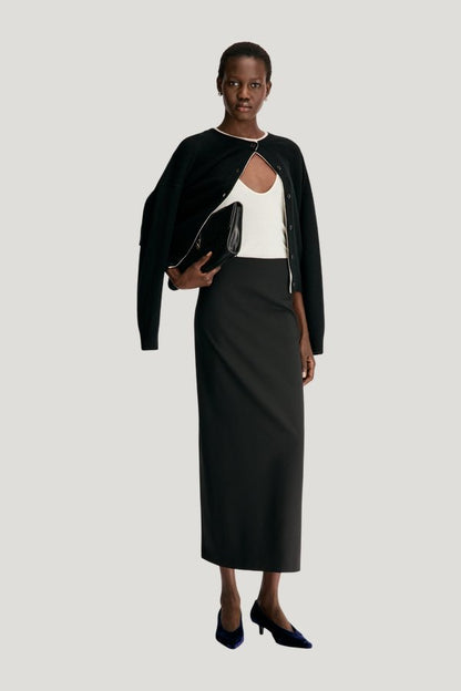 SAMOS LDS Grain de poudre long skirt — model front