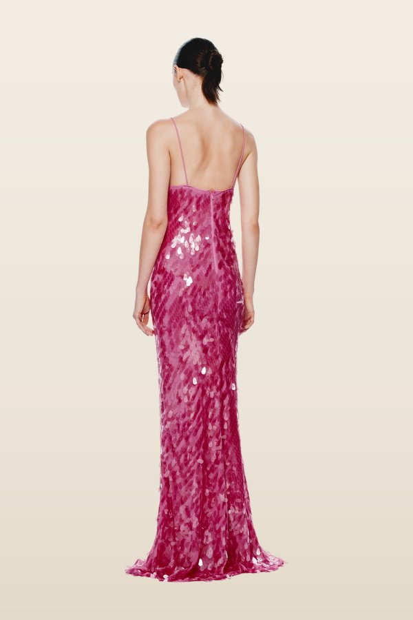 The Sapphire Sequin Dress — model back