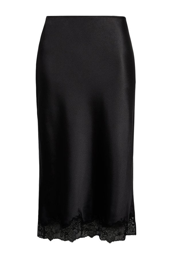 Satin Lace Detail Midi Skirt — packshot