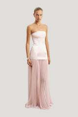 Satin Structured Bodice Gown — model side