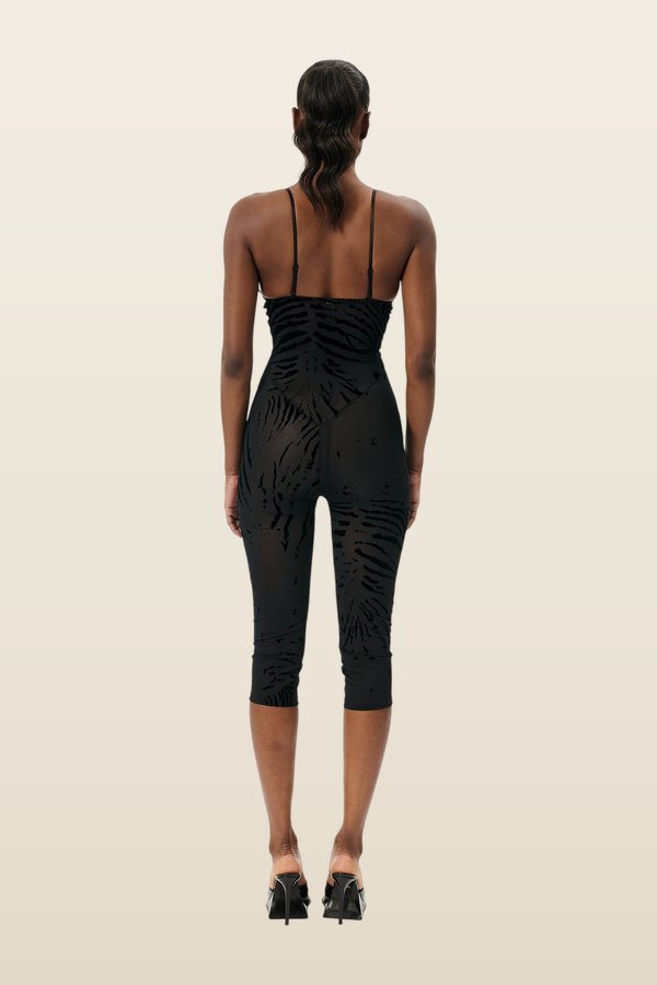 Scarlett Pedal Pusher Jumpsuit Black Zebra Print — carry 4