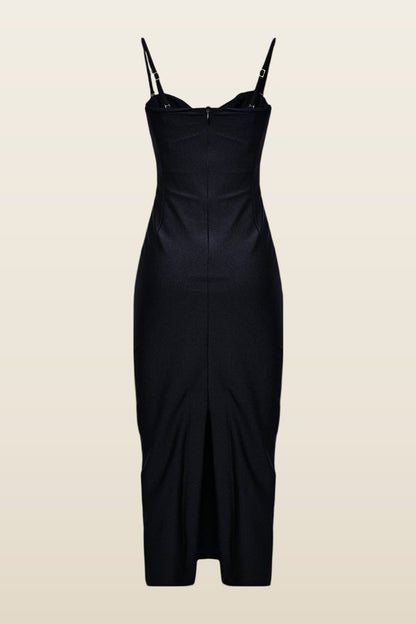 Selene Mesh Flower Applique Midi Dress — model back