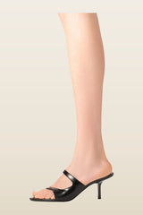 Serena Black Semi Patent Leather Slip-On Mule — model back