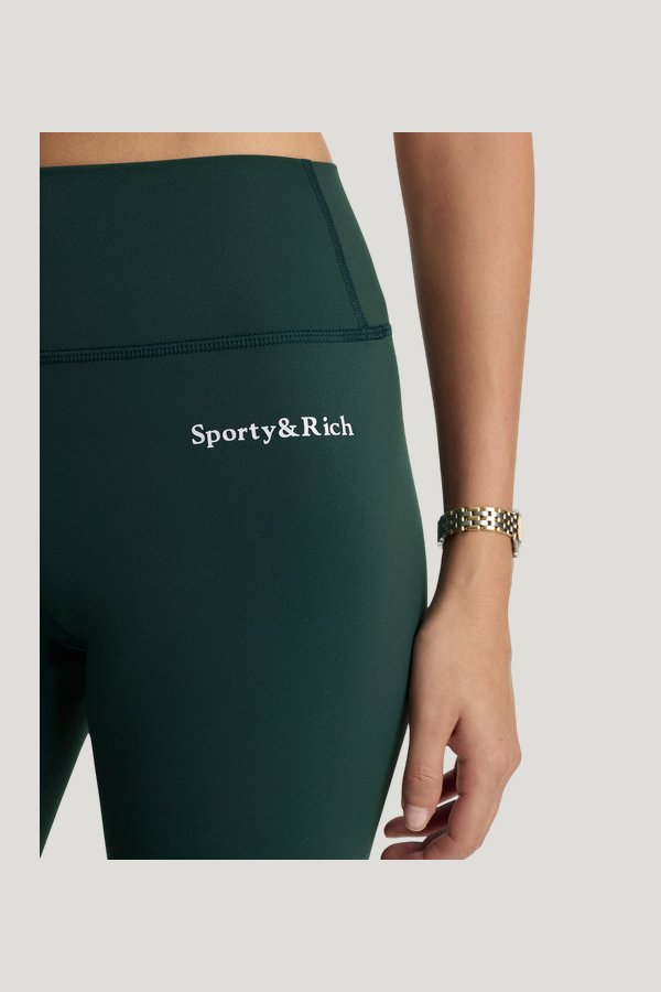 Serif Logo Legging - Forest/White — model side