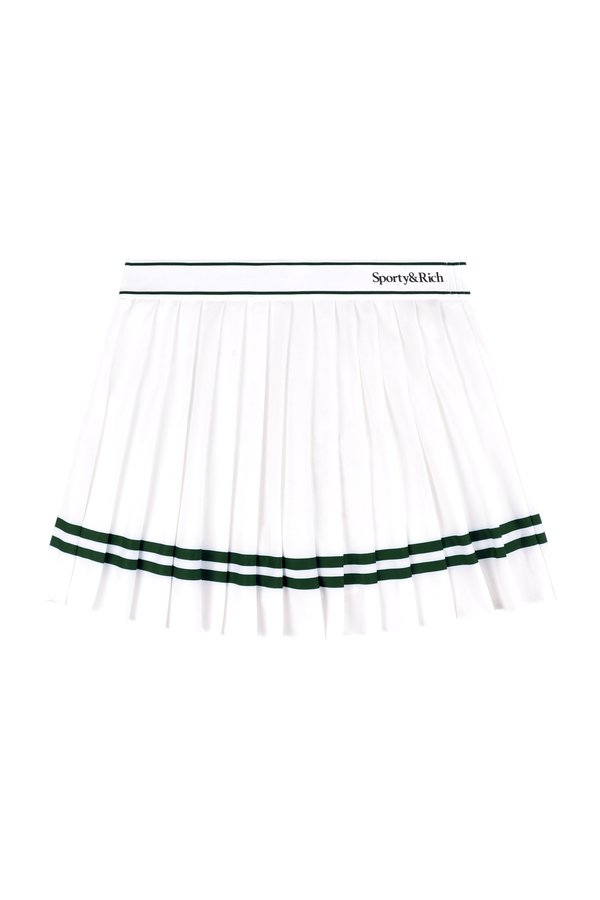 Serif Logo Pleated Skirt - White/Forest — packshot