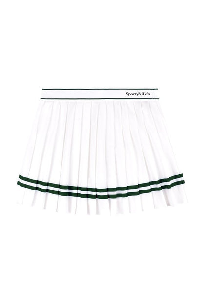 Serif Logo Pleated Skirt - White/Forest — packshot