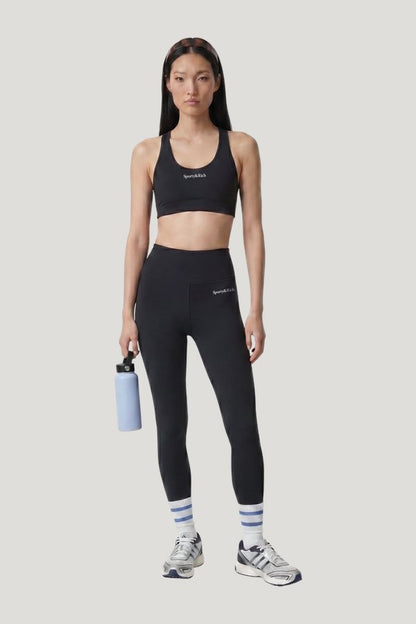 Serif Logo Sports Bra - Carbon — model front