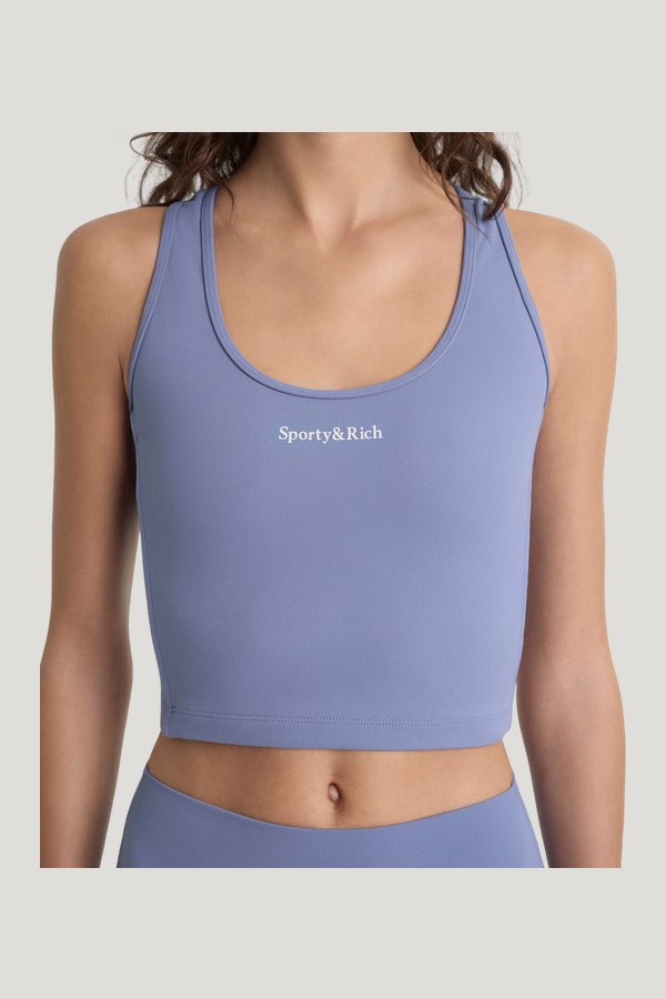 Serif Logo Sports Tank - Colony — model side