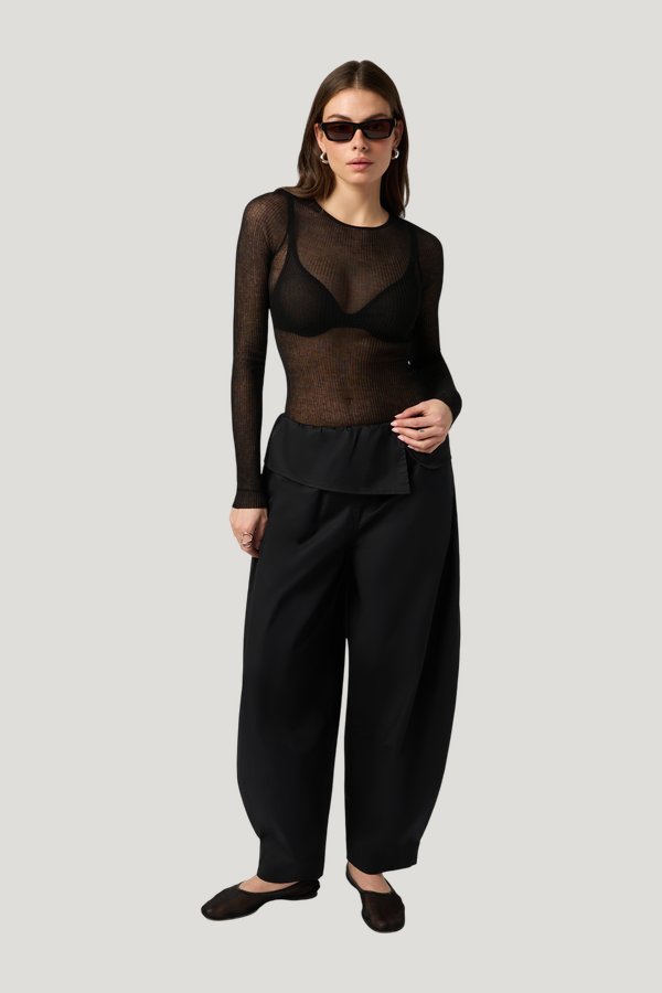 Sheer Ribbed Long Sleeve Top — carry 2