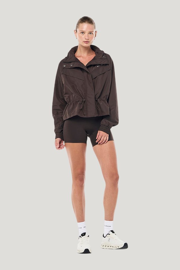 Shelter Jacket In Coffee — model front
