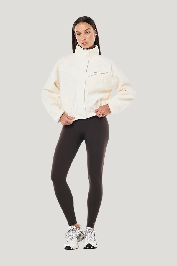 Shelter Sherpa Jacket In Whisper — model front