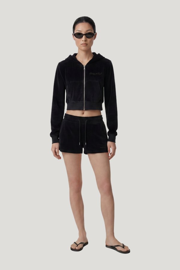 Signature Logo Krystal Zip Hoodie - Black/Crystal — model front