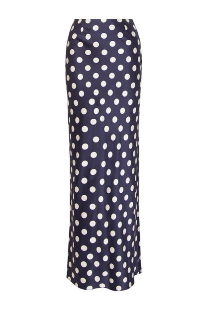 Silk Maxi Skirt (Navy Polka Dot) — packshot