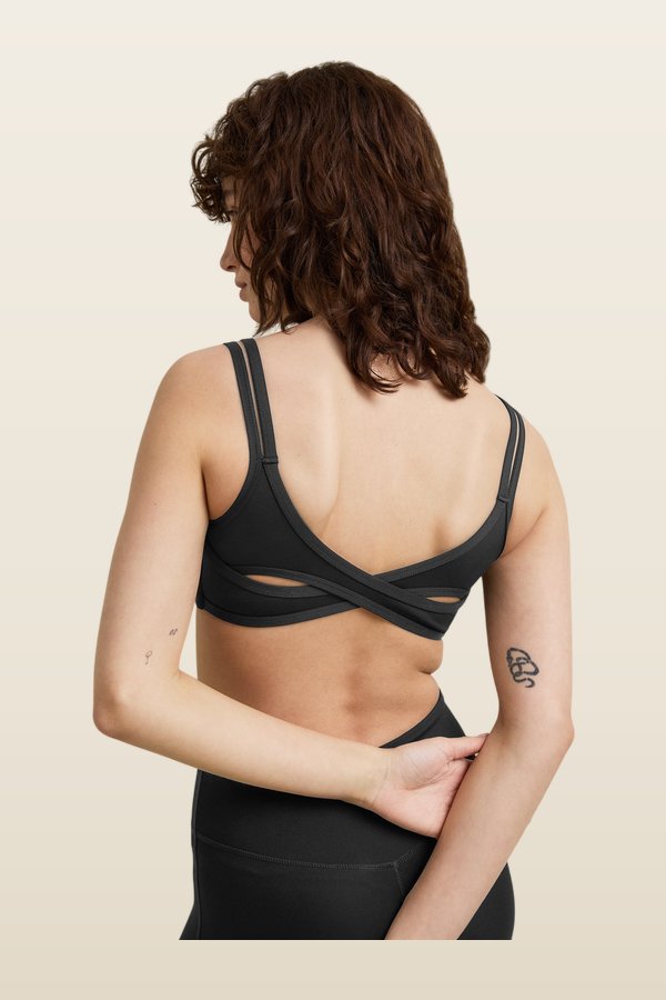 SkinLuxe Bandeau Cross Over Sports Bra - Shadow — model back