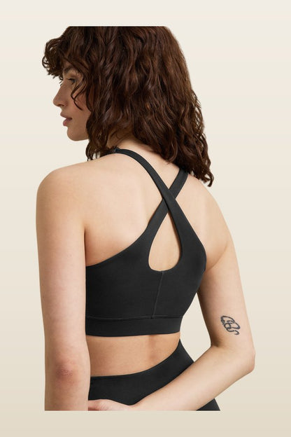 SkinLuxe Cross Back Sports Bra - Shadow — model back