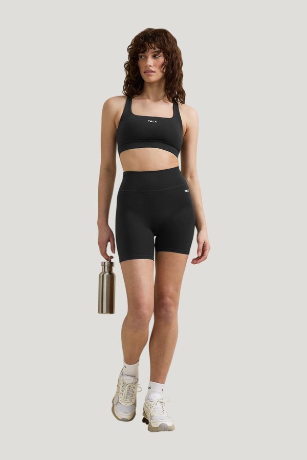 SkinLuxe Cross Back Sports Bra - Shadow — model front