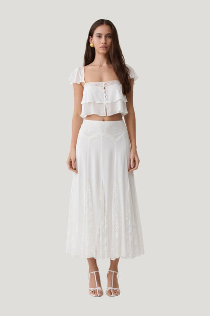 Skylar Lace Sleeveless Crop Top — model front