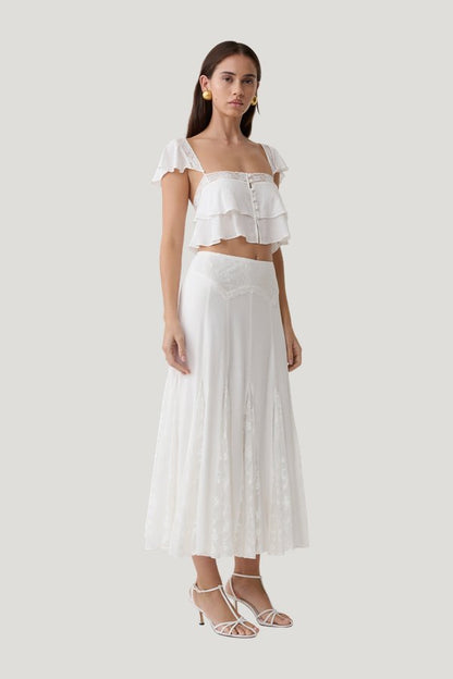 Skylar Lace Sleeveless Crop Top — model side