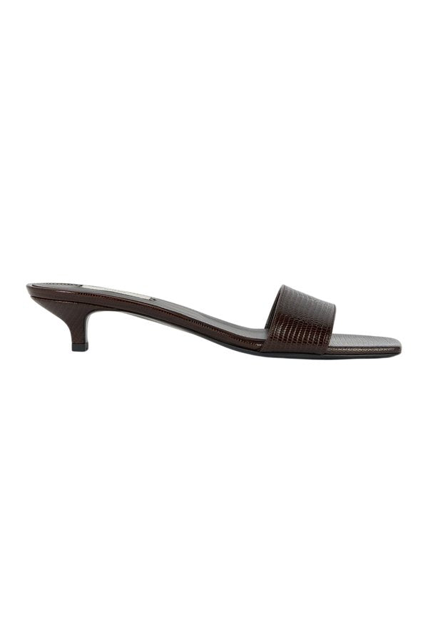 Slim lizard-embossed bandeau mules — packshot
