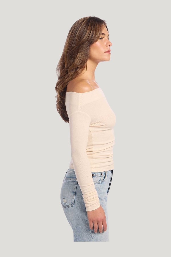 Slinky Rib Off-The-Shoulder Shirt — carry 3
