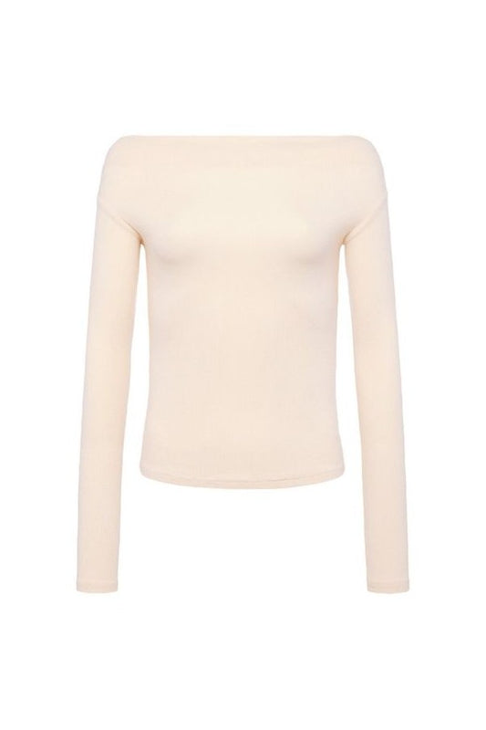 Slinky Rib Off-The-Shoulder Shirt — packshot