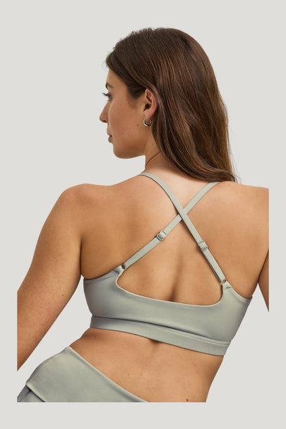 SoftSet Cross Back Sports Bra — model side