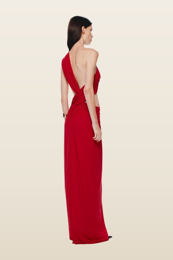 The Solstice Cupro Dress — model back