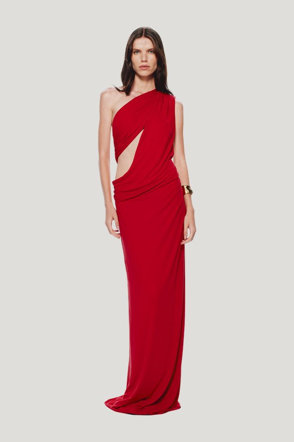 The Solstice Cupro Dress — model front