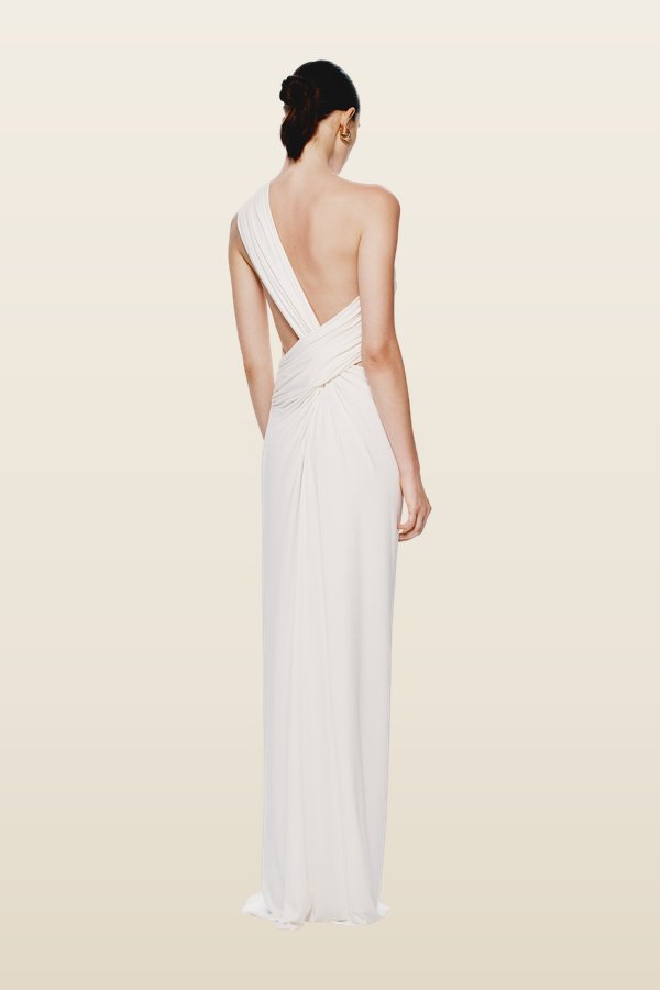 The Solstice Cupro Dress — model back