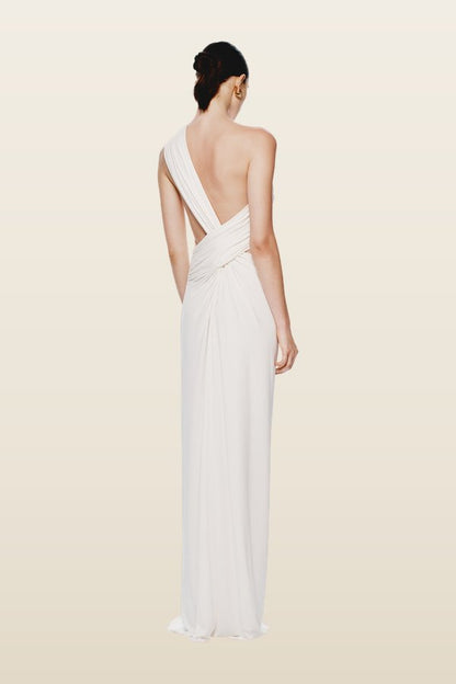 The Solstice Cupro Dress — model back