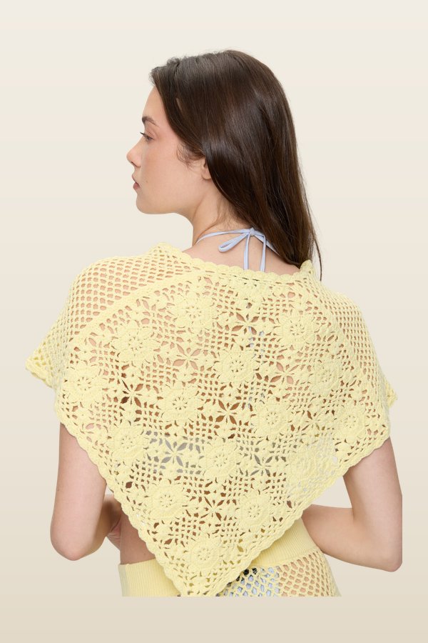 Sophie Crochet Poncho - Whipped Butter — model back