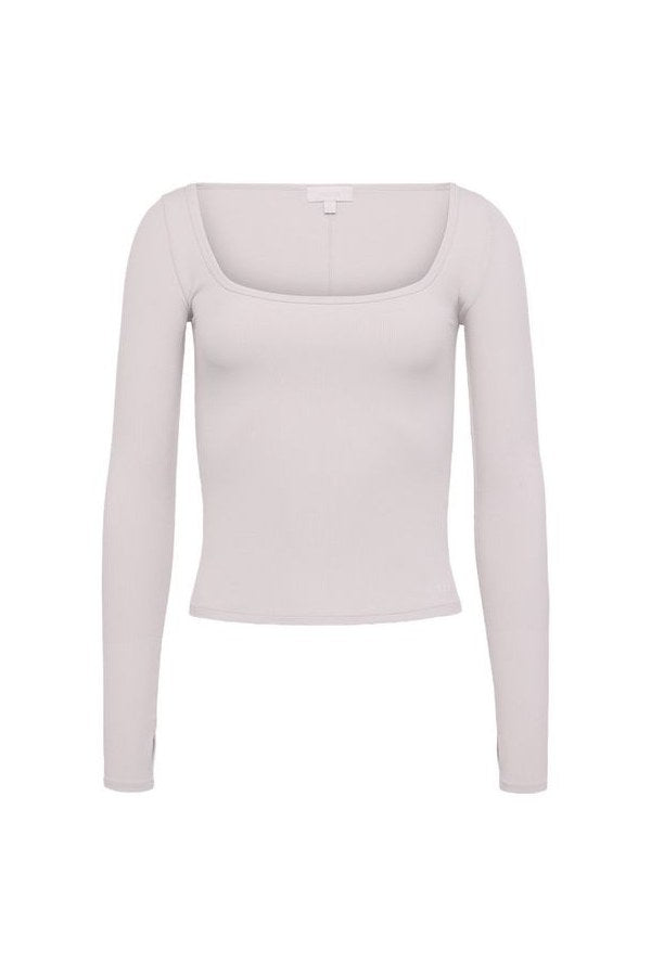 Sporty Rib Portrait Long Sleeve Top | Fog — packshot