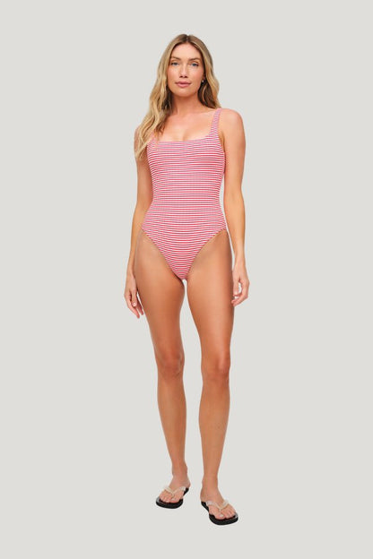 Square Neck One Piece | Cayenne Stripe — carry 2