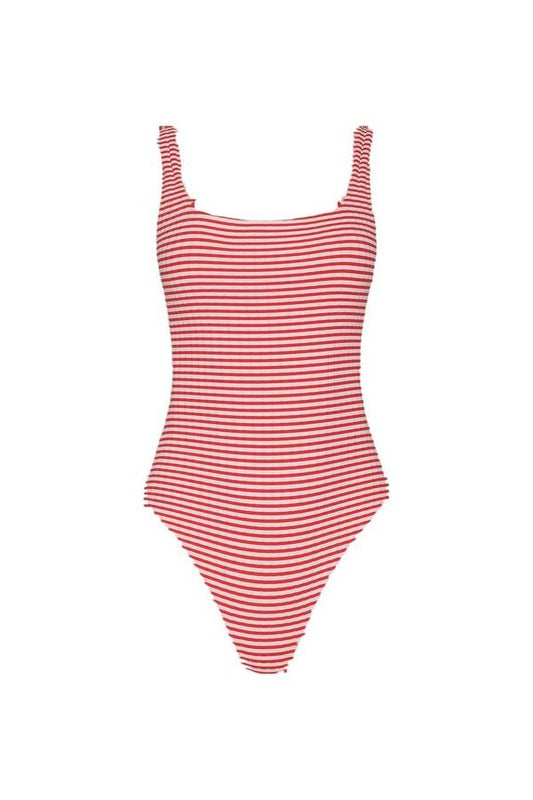 Square Neck One Piece | Cayenne Stripe — packshot