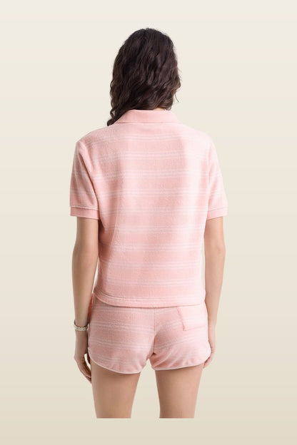 SRC Terry Polo - Pink Dolphin Striped — model back