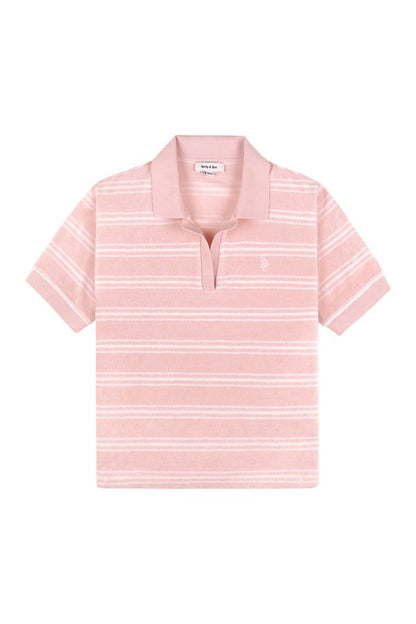 SRC Terry Polo - Pink Dolphin Striped — packshot