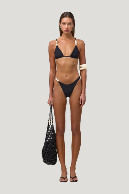 Stone Strap Triangle Top (Faux Suede — model front