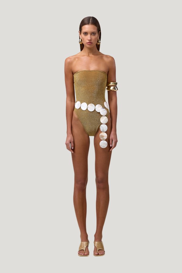 Strapless One Piece (Mocha Shimmer Lurex) — carry 2