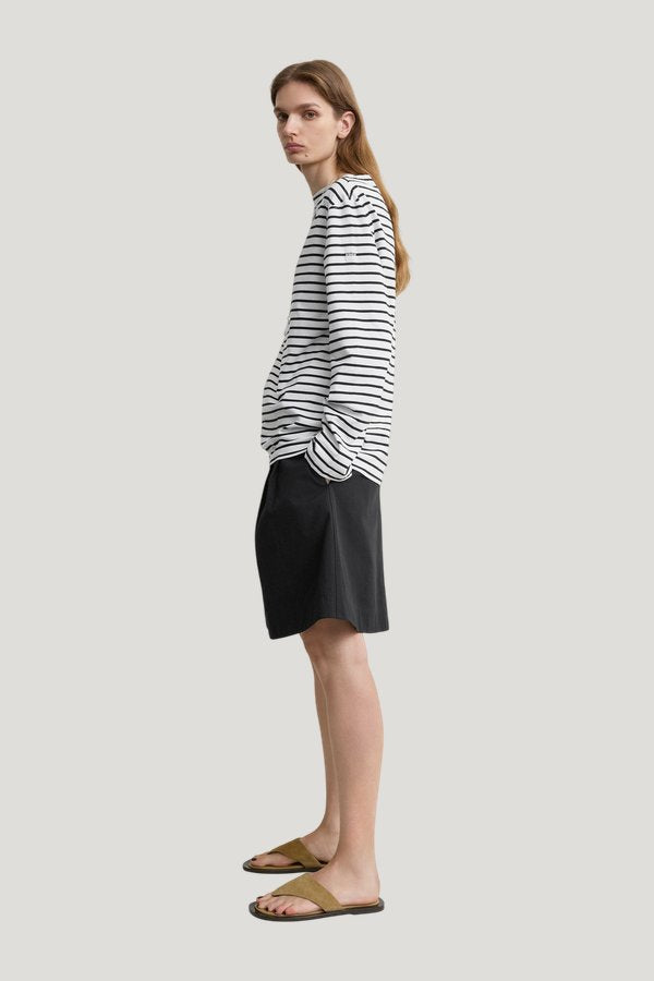 Stripe jersey long-sleeve tee — model side
