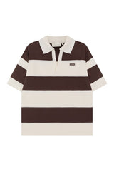 Stripe Knitted Collar Short Sleeve Top — packshot