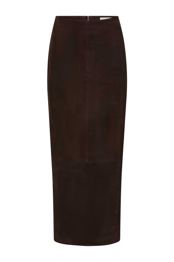 Suede Column Skirt - Coffee — packshot