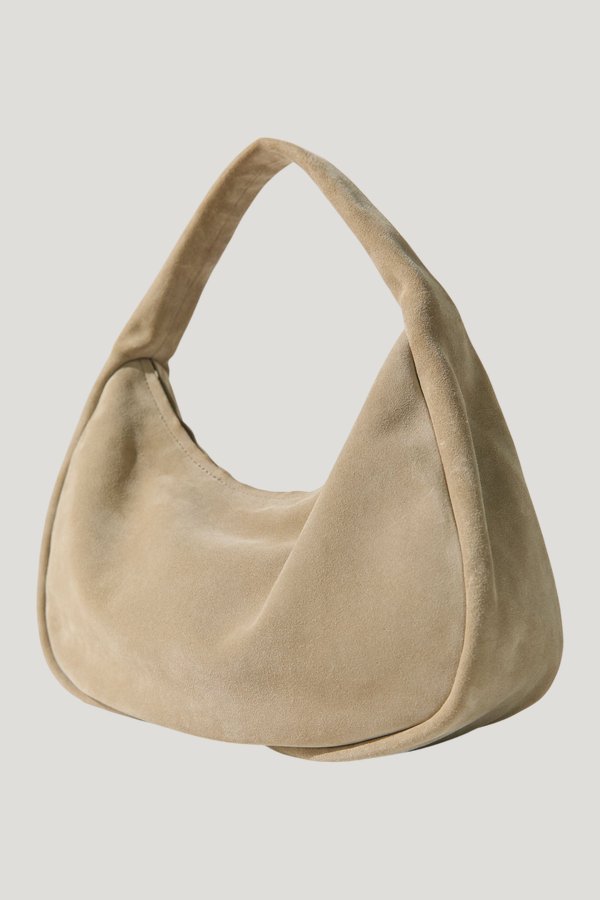 Suede Large Bon Bon Bag - Rock — model front