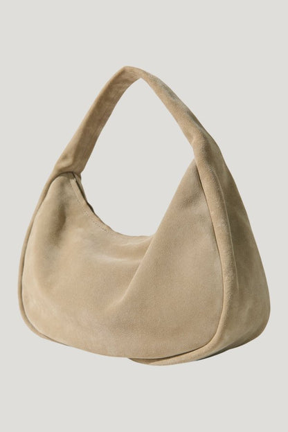 Suede Large Bon Bon Bag - Rock — model front