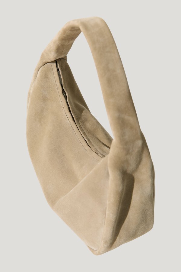 Suede Large Bon Bon Bag - Rock — model side
